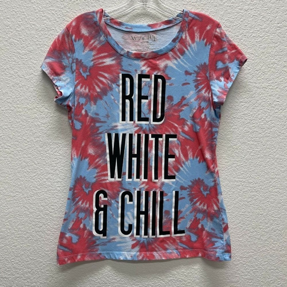 Wound Up Shirt Large 11/13 Red White CHILL Tie Dye Tee Americana